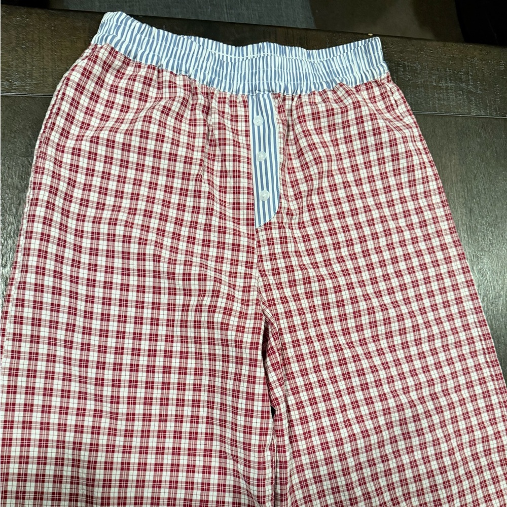 Red Plaid Wide Leg Pants